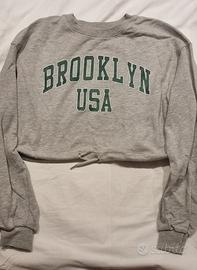 Felpa corta Bershka Brooklyn USA tg. XS
