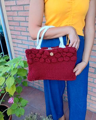Borsa fatta a mano in lana bordeaux - NUOVA