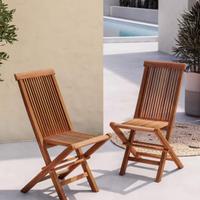 Set 2 sedie pieghevoli in legno teak