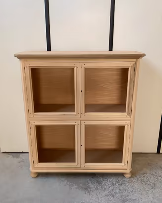 Mobile vetrina credenza dispensa in legno grezzo