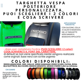 TARGHETTE VESPA PIAGGIO PERSONALIZZATA 2 COLORI