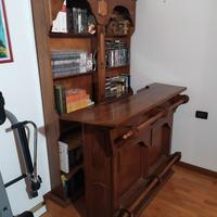Mobile Bar Rustico in Legno Massiccio con Bancone 