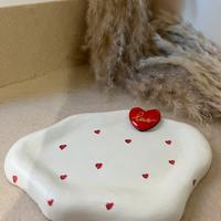 Vassoio vuota tasche beige cuoricini love argilla