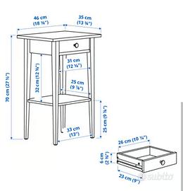 comodino Ikea Hemnes tavolino 