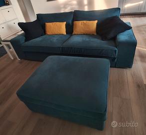 Divano Kivik e Pouf contenitore, fodere Blu Grigio