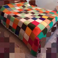 coperta matrimoniale in lana lavorara ai ferri 