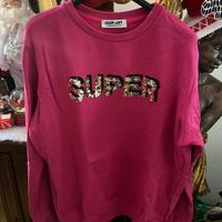 Felpa fuscsia Shop-Art L con scritta Super paile