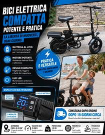BICICLETTA ELETTRICA POTENTE COMPATTA GITE ESTIVE 