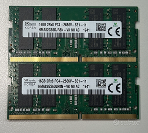 RAM laptop DDR4 SODIMM 2x16 GB 2666MHz - TOT 32GB
