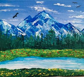 Paesaggio Alpino – Dipinto Originale Acrilico 