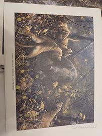 stampa artistica segugi con cinghiale