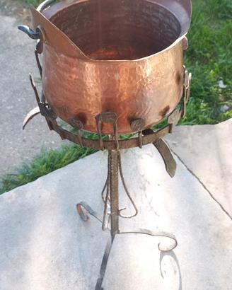 Portavasi con.rame puro e ferro battuto 