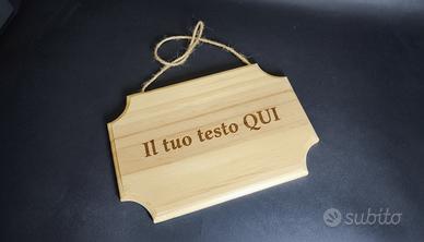 Targa legno con scritta o nome inciso