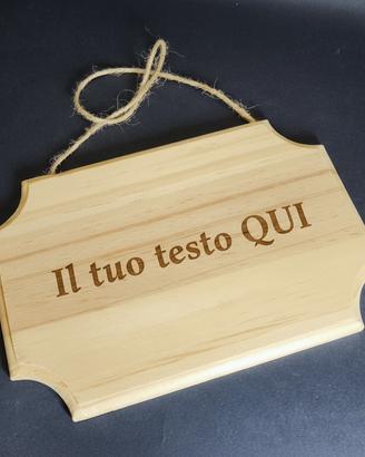Targa legno con scritta o nome inciso