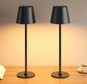 2 Pezzi Lampada da Tavolo Senza Fili in Metallo