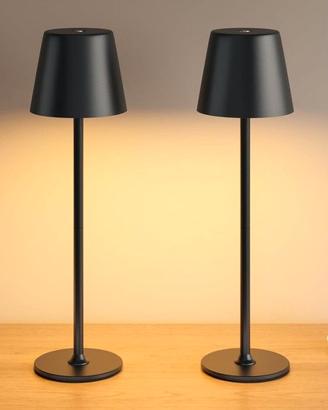 2 Pezzi Lampada da Tavolo Senza Fili in Metallo