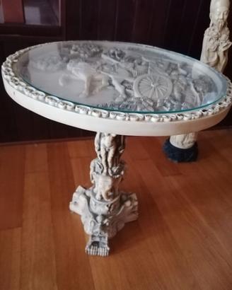 Tavolino da oppio cinese vintage e statua
