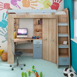 cameretta a soppalco con libreria  