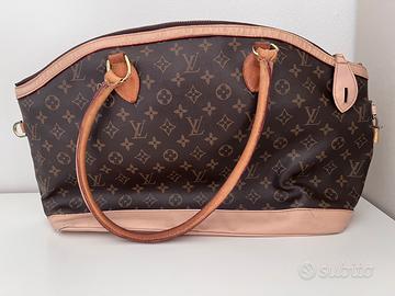 Borsa a spalla marrone donna con segni di usura