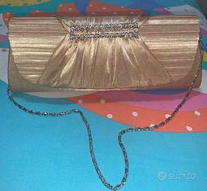 Borsa/Pochette da sera,elegante con strass in raso