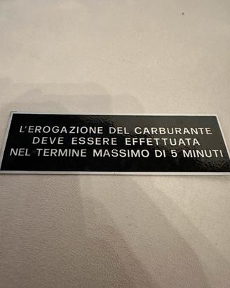 Targhetta rigida vintage distributore benzina