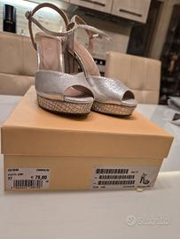 Sandali silver con tacco alto e plateau - MENBUR