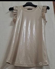 Top  glitter oro panna con volant -  M