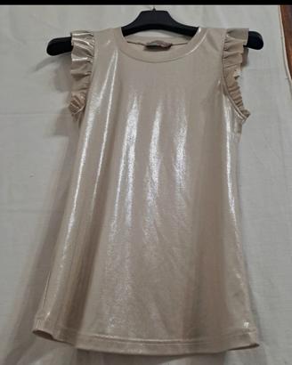 Top  glitter oro panna con volant -  M