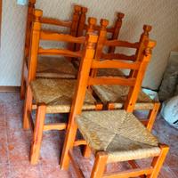 Sedie in legno set di Nr. 05 seduta paglia. usato 