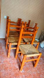 Sedie in legno set di Nr. 05 seduta paglia. usato 
