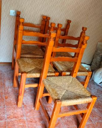 Sedie in legno set di Nr. 05 seduta paglia. usato 