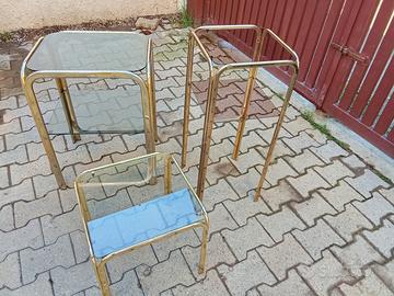Tavolini ottone/cristallo 
