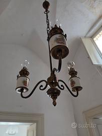 Lampadario Rustico in Ceramica e Ottone