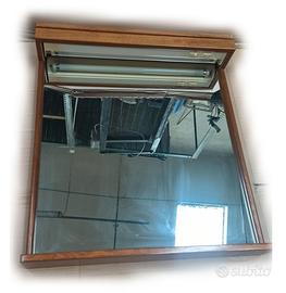 Specchiera per bagno in legno marrone con neon