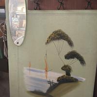 Attaccapanni a muro vintage anni 70 con specchio e