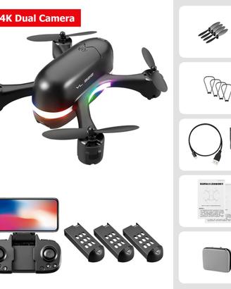 S88 Mini Drone 4K,Luci a LED,HD, doppia fotocamera