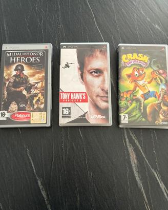 Lotto Giochi PSP- Crash, Tony Hawk, Medal of Honor