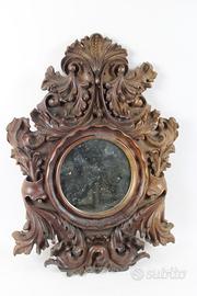 Cartagloria scolpita in legno con specchio