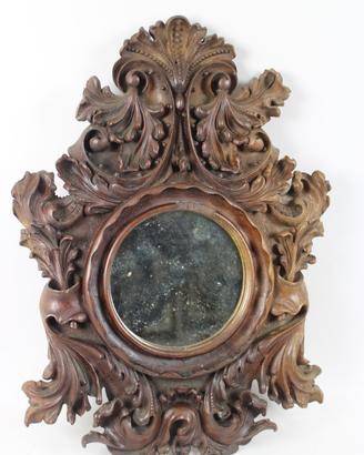 Cartagloria scolpita in legno con specchio