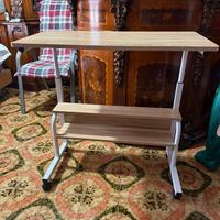 Scrivania Mobile Regolabile Rovere/Bianco