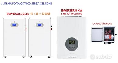 Sistema fotovoltaico accumulo 30kWh inverter 8 kW