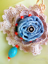 Ciondolo crochet e jeans x donna bluejeans bijoux