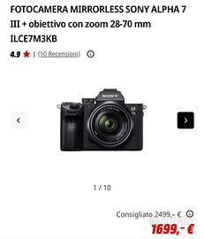 SONY ALPHA 7 III + obiettivo 28-70 mm