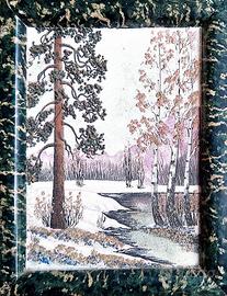 Raro quadro in pietre dure artigianato russo