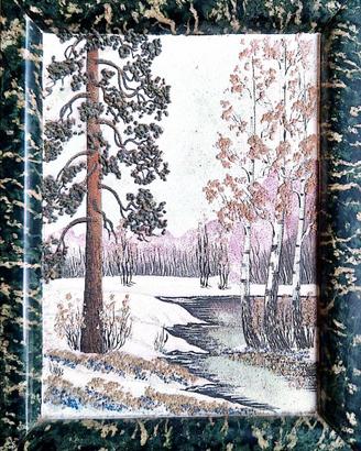 Raro quadro in pietre dure artigianato russo