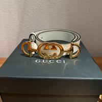 Gucci cintura in pelle bianca 85cm