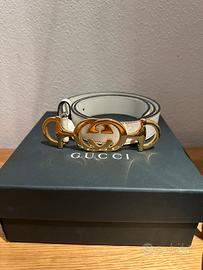 Gucci cintura in pelle bianca 85cm