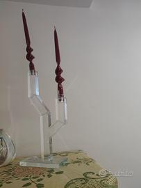 coppia di candelabri in vetro