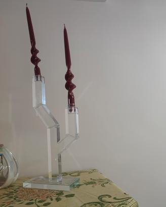 coppia di candelabri in vetro