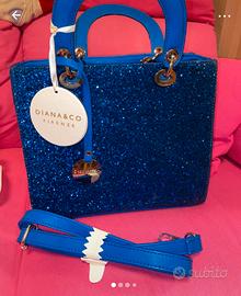 Borsa Diana&CO Firenze glitter blu elettrico nuova
